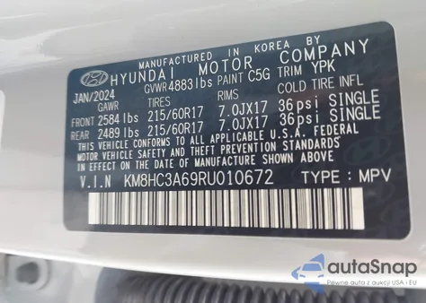2024 Hyundai Kona Electric Sel z USA, uszkodzony, nr VIN KM8HC3A69RU010672